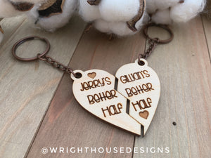 My Better Half - Valentine's Interlocking Heart Wooden Keychain