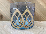 Load image into Gallery viewer, Gold and Silver Glitter - Geometric Loop Pattern - Painted Wooden Earrings
