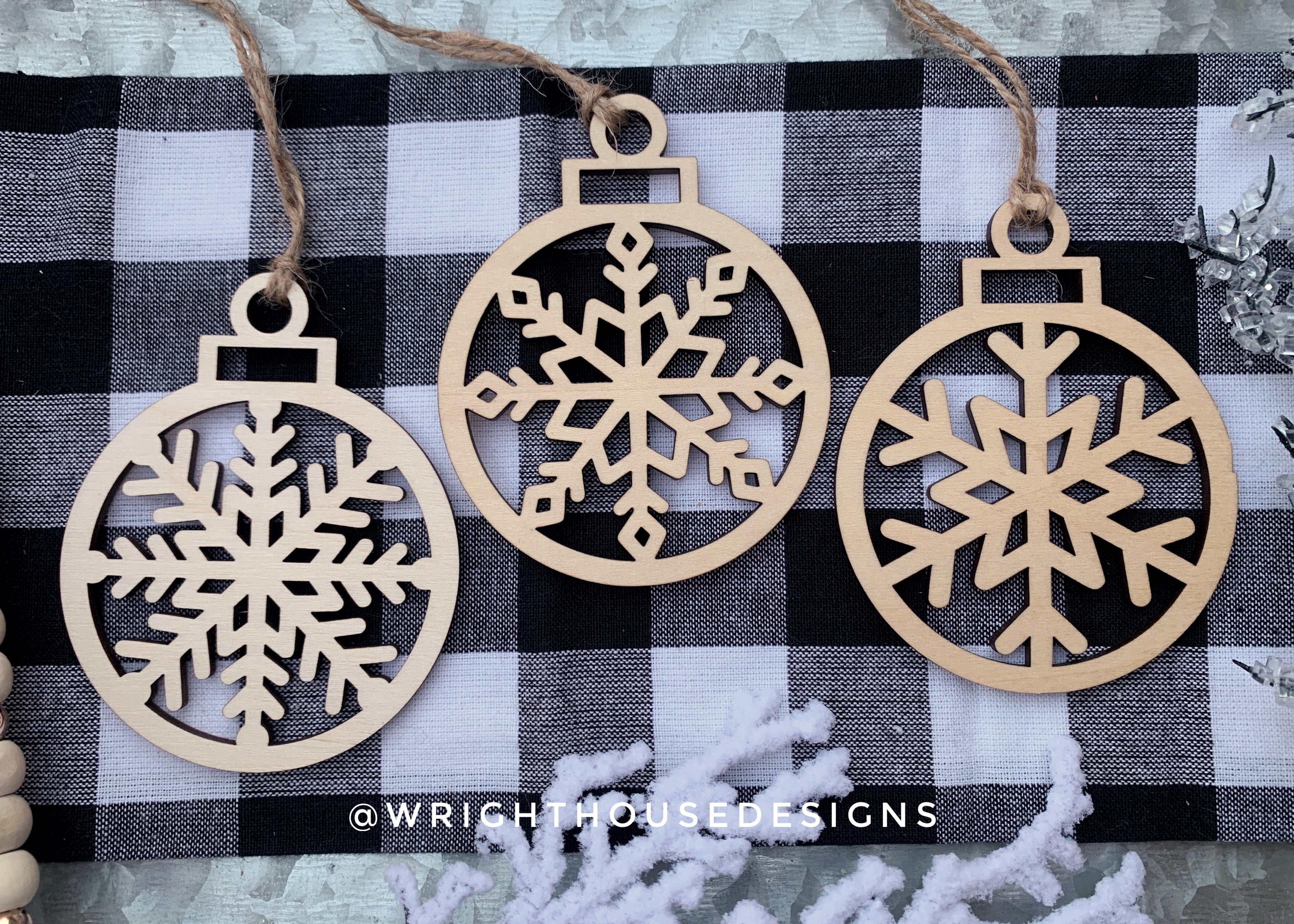 Wooden Snowflakes - Christmas Tree Ornaments - Winter Decorations