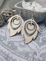 Load image into Gallery viewer, Peacock Feather Dangle Earrings - Style 2 - Rustic Birch Wooden Handmade Jewelry
