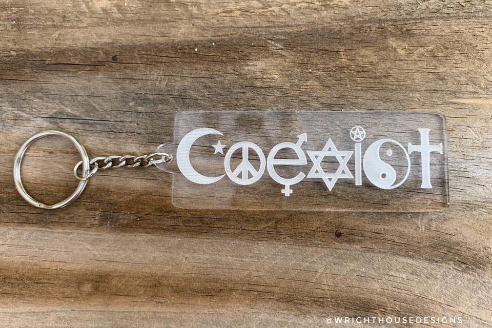 Coexist - Clear Acrylic Keychain - Wright House Designs