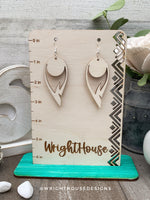 Load image into Gallery viewer, Peacock Feather Dangle Earrings - Style 8 - Rustic Birch Wooden Handmade Jewelry

