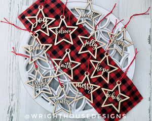 Wooden Star Christmas Tree Ornaments Set