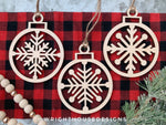 Load image into Gallery viewer, Wooden Snowflakes - Christmas Tree Ornaments - Winter Decorations
