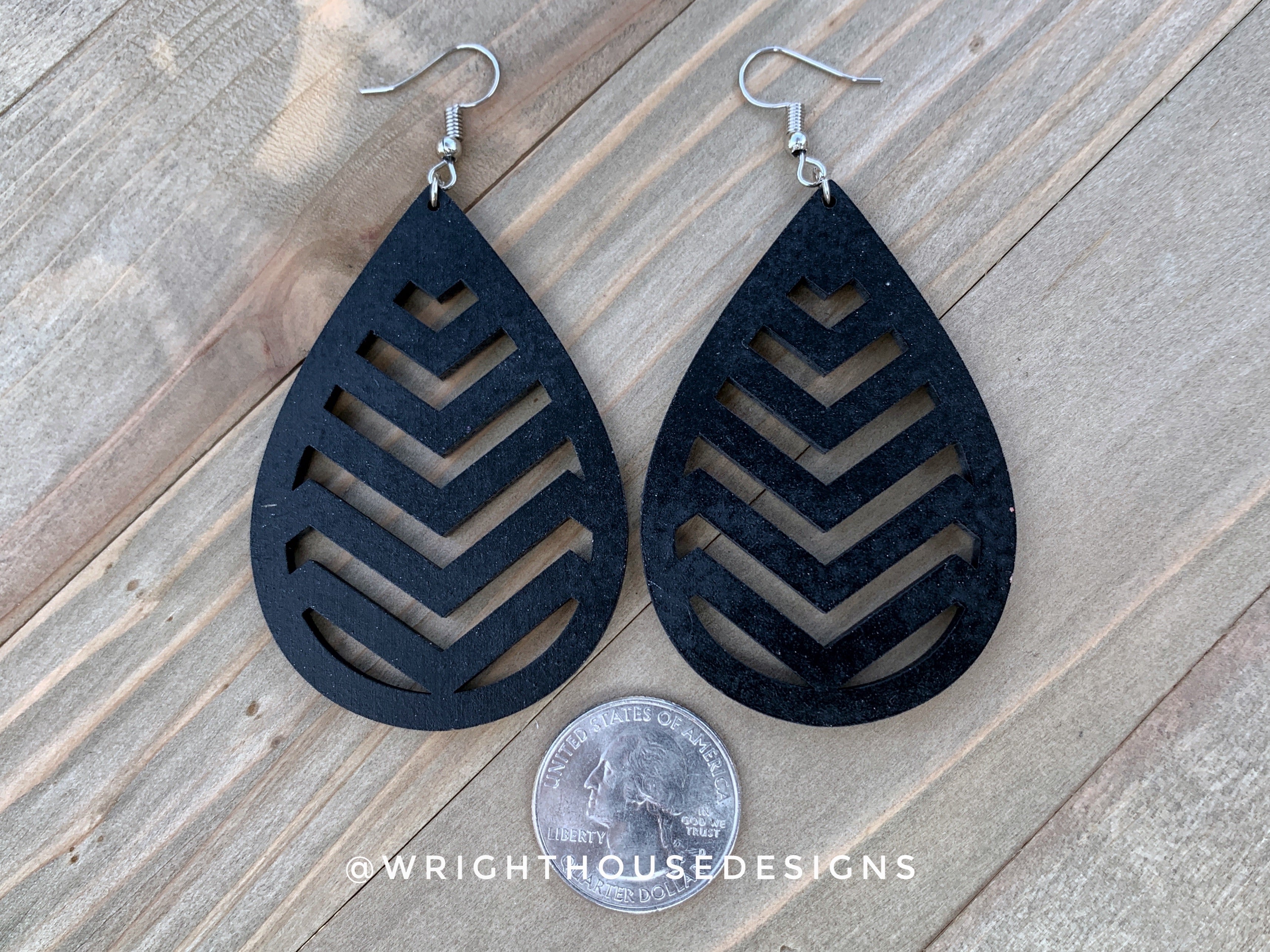 Chevron Duo Color - Geometric Pattern - Painted Wooden Earrings