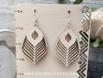Load image into Gallery viewer, Peacock Feather Dangle Earrings - Style 6 - Rustic Birch Wooden Handmade Jewelry
