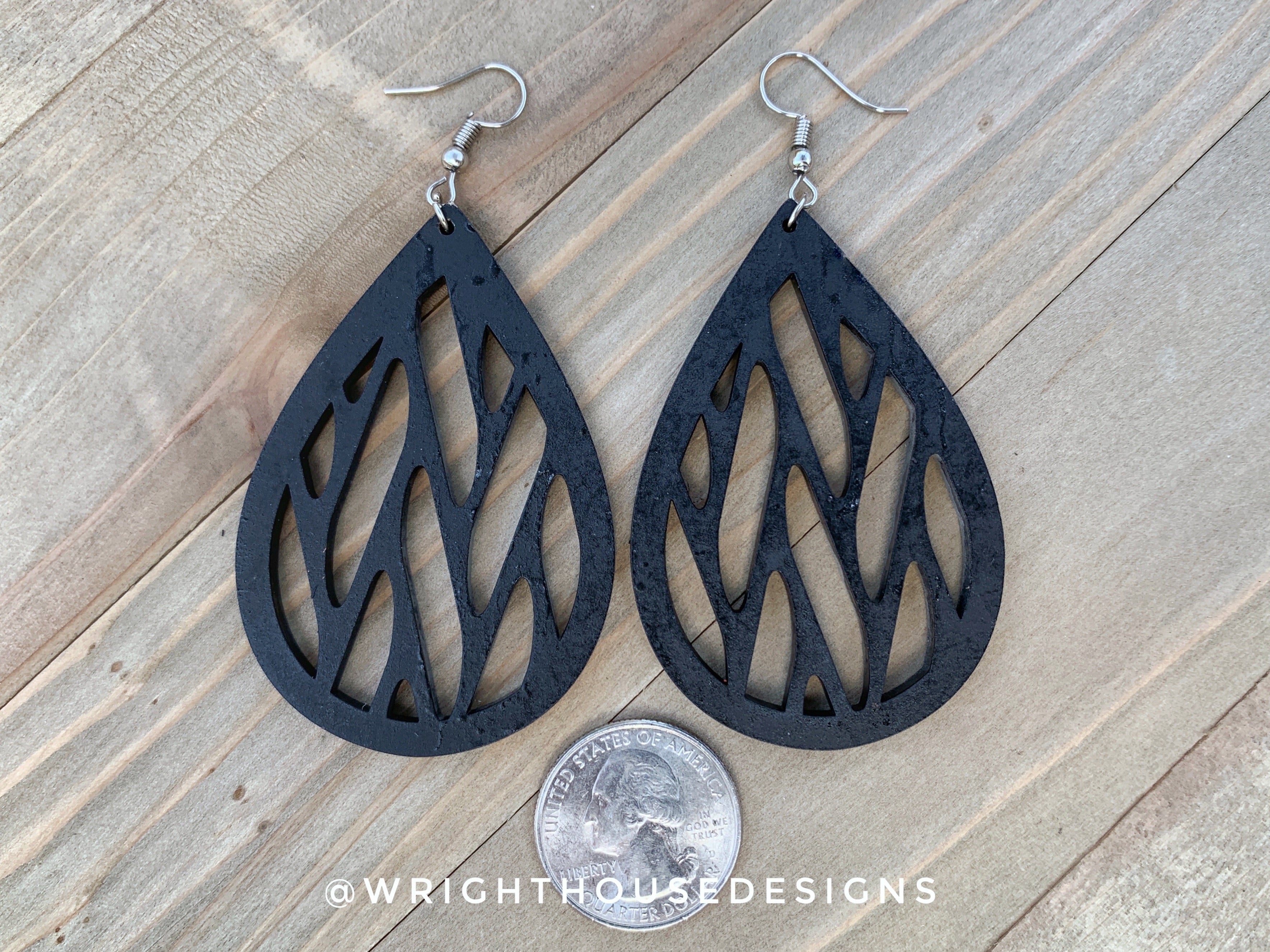 Zebra Duo Color - Geometric Pattern - Painted Wooden Earrings