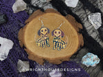 Load image into Gallery viewer, Skeleton Puppy Dogs - Halloween Earrings -Rainbow Iridescent Acrylic Handmade Jewelry
