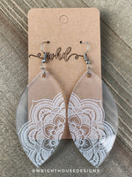 Load image into Gallery viewer, Symmetrical Floral Mandala - Acrylic Oblong Earrings

