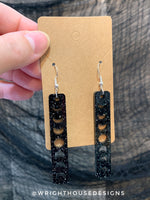 Load image into Gallery viewer, Cut Out Moon Phase - Celestial Earrings - Black Glitter Acrylic Handmade Jewelry
