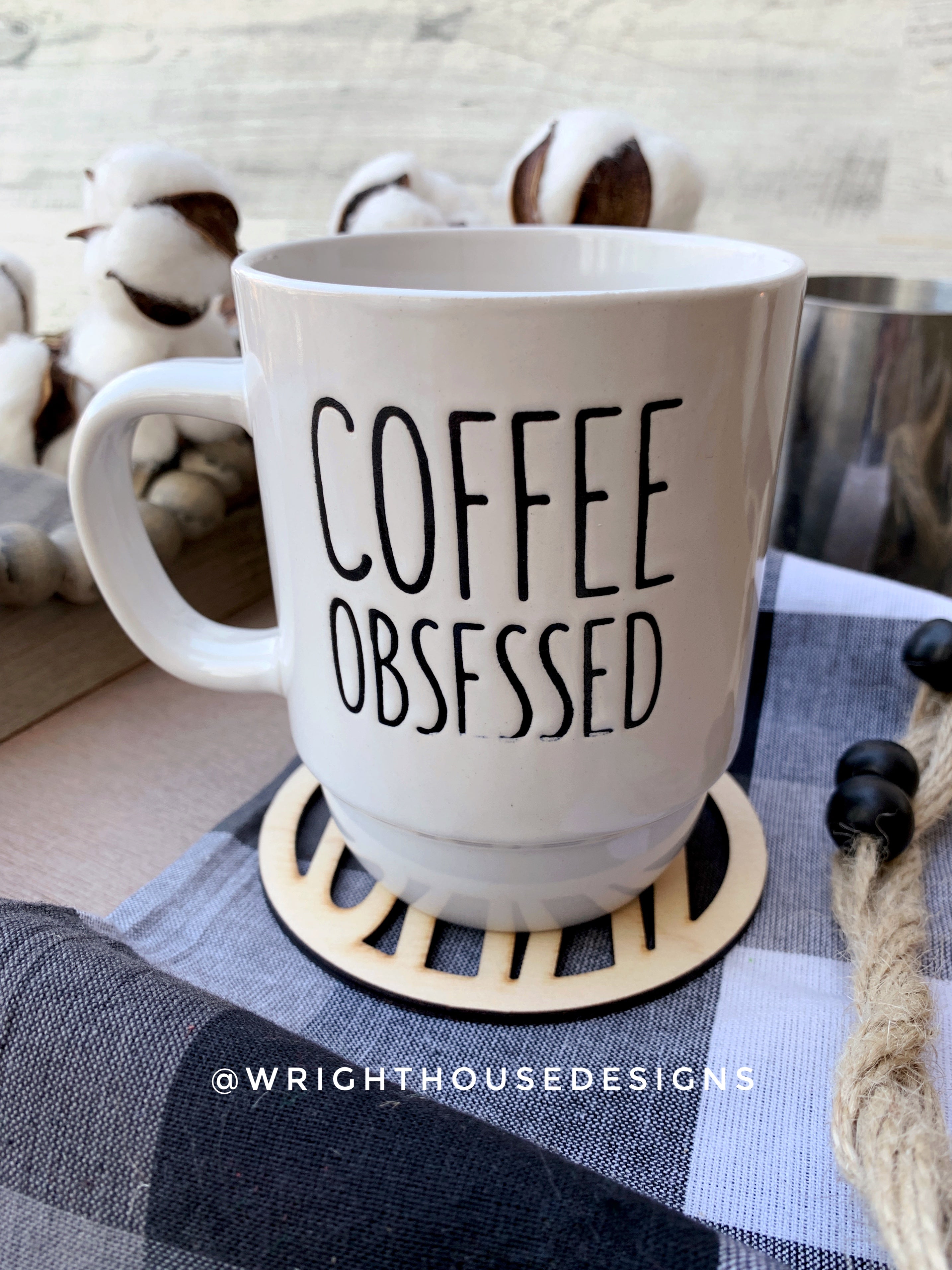 Chai Tea Wooden Drink Coaster Set - Coffee Enthusiast Table Accessories - Coffee and Tea Lover Coasters