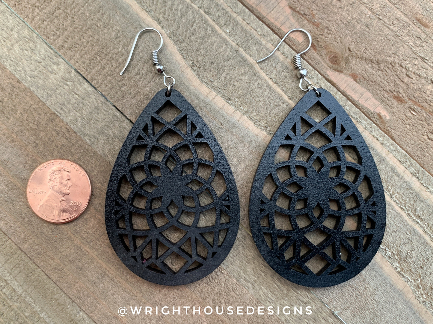 Starburst Style - Geometric Wooden Earrings - Wright House Designs