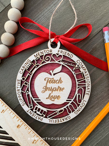 Teacher Inspirational Wooden Christmas Ornament - Back To school - Teacher Appreciation Gift