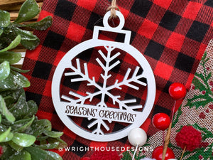 Engraved Family Names and Christmas Wishes - Personalized - Wooden Snowflake - Christmas Tree Ornament