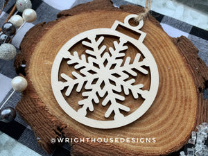 Wooden Snowflakes - Christmas Tree Ornaments - Winter Decorations