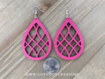 Load image into Gallery viewer, Pink and Black - Geometric Pattern - Painted Wooden Earrings
