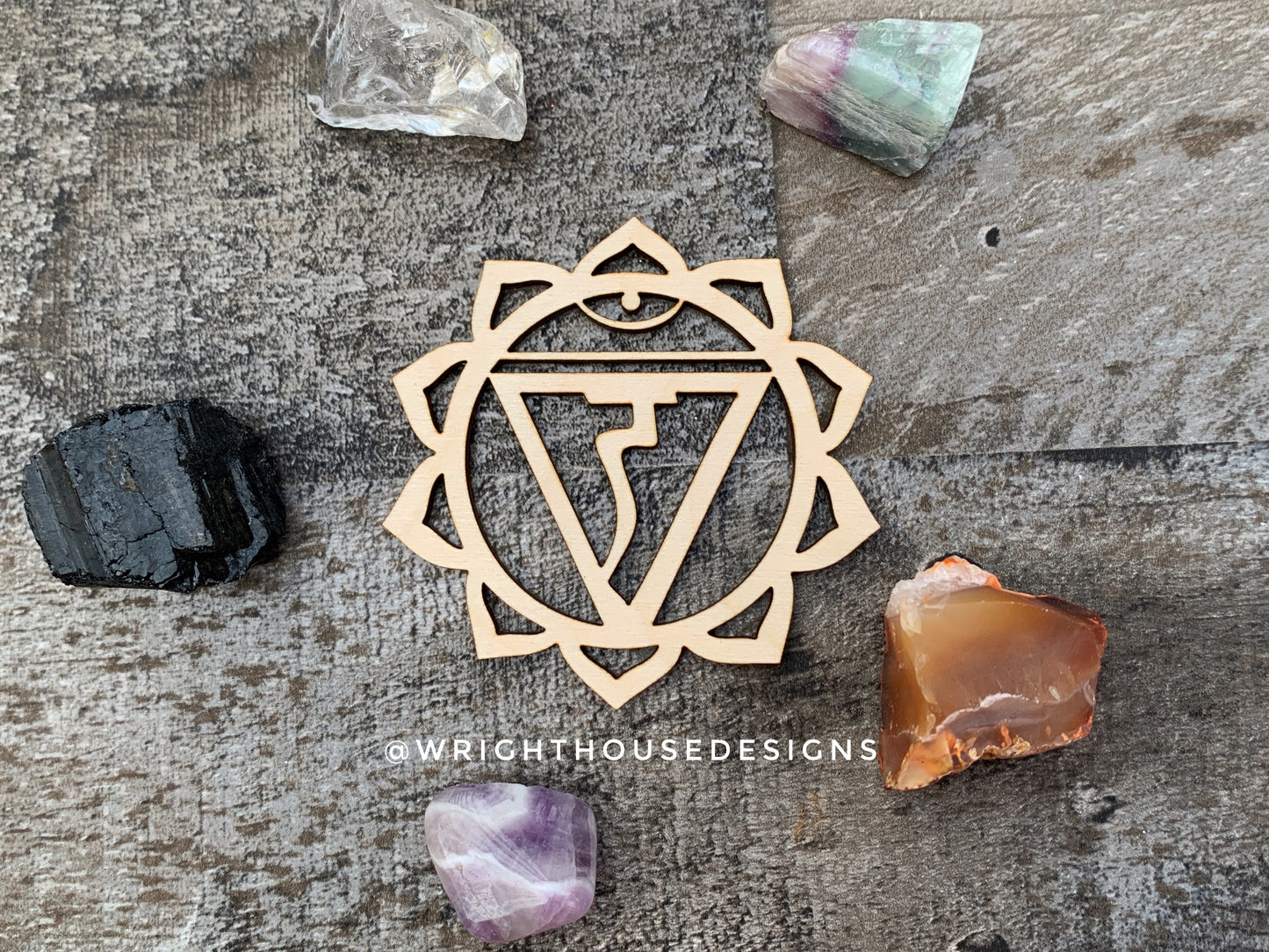 Chakra Symbols - Laser Cut Crystal Grids - Wooden Coasters - Coffee and Tea - Meditation Guide