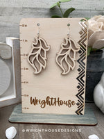 Load image into Gallery viewer, Peacock Feather Dangle Earrings - Style 1 - Rustic Birch Wooden Handmade Jewelry
