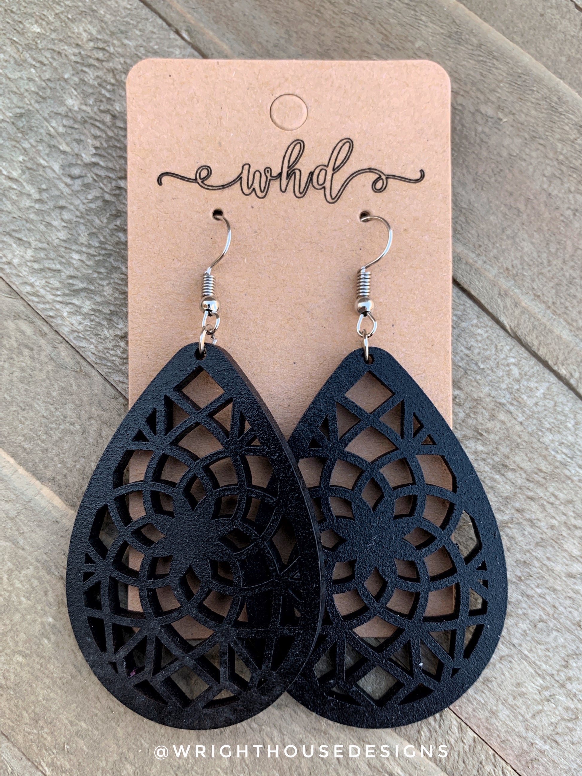 Starburst Style - Geometric Wooden Earrings - Wright House Designs