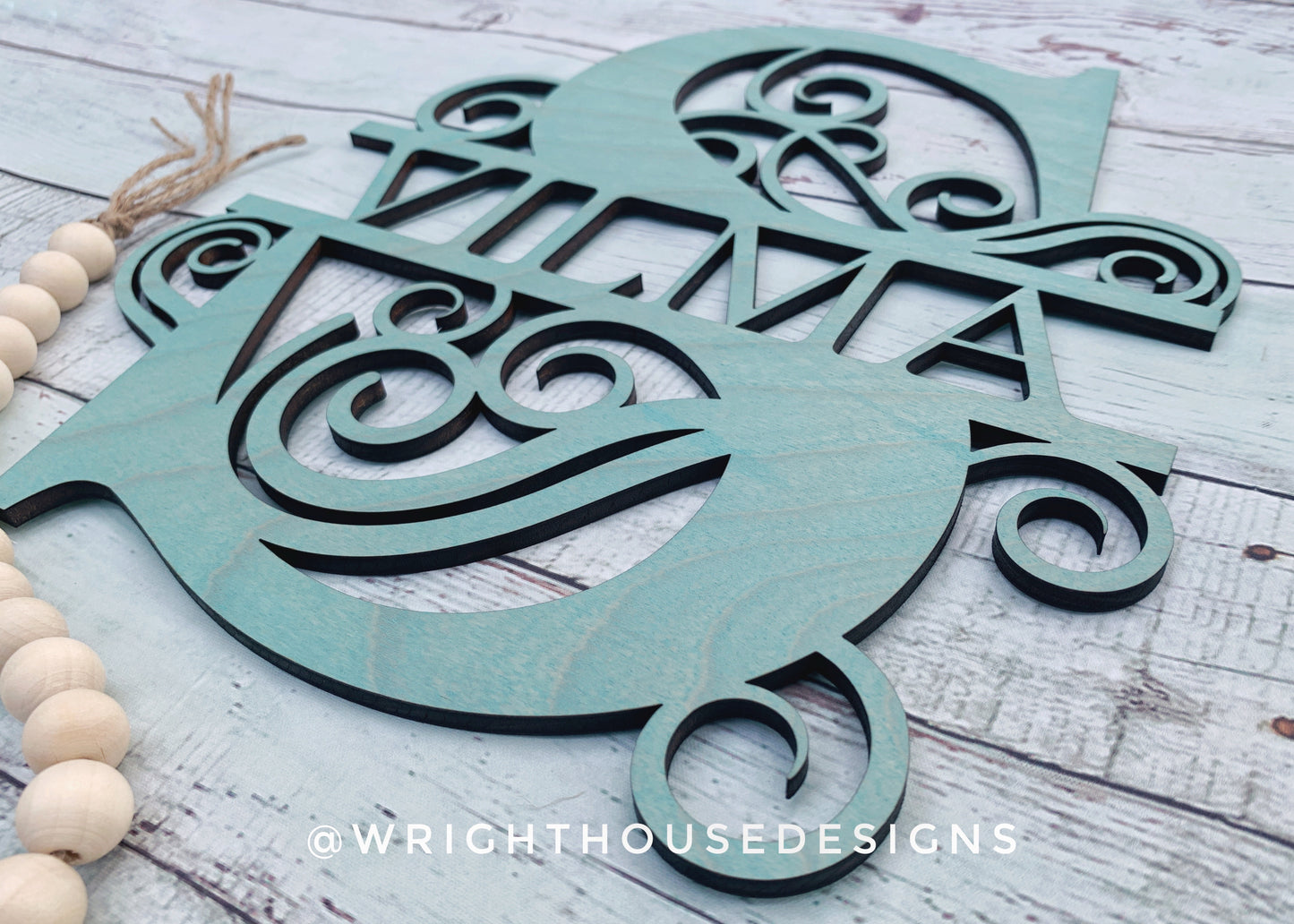 Custom Swirl Split Monogram  - Wall Sign and Accents