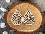 Load image into Gallery viewer, Geometric Teardrop Earrings - Style 3 - Select A Stain - Rustic Birch Wooden Handmade Jewelry
