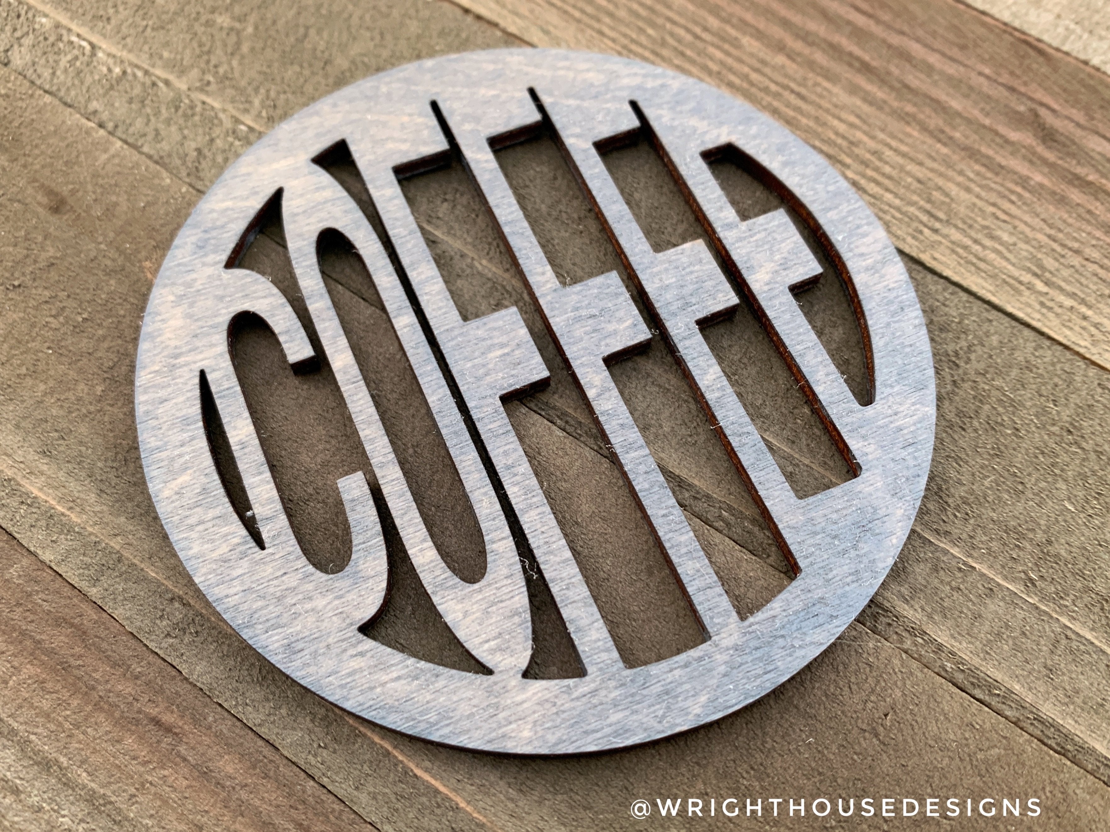 Coffee and Tea - Stained Wooden Coaster Set