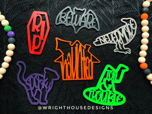 Halloween Word Ornaments - Painted Vector Halloween Ornament Set
