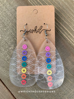 Load image into Gallery viewer, Chakra Flower of Life - Acrylic Pendant Earrings
