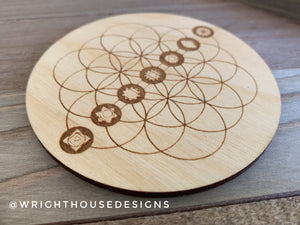 Chakra Flower of Life - Wooden Coasters and Grids
