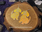Load image into Gallery viewer, Skeleton Puppy Dogs - Halloween Earrings -Rainbow Iridescent Acrylic Handmade Jewelry
