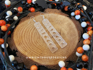 Cut Moon Phase - Celestial Earrings - Frosted Acrylic Handmade Jewelry