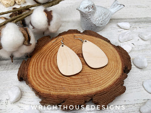 Minimalist Dangle Earrings - Select A Stain - Rustic Birch Wooden Handmade Jewelry