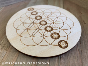 Chakra Flower of Life - Wooden Coasters and Grids