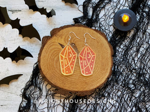 Celestial Crystals Style One - Witchy Earrings - Engraved Iridescent Acrylic Handmade Jewelry