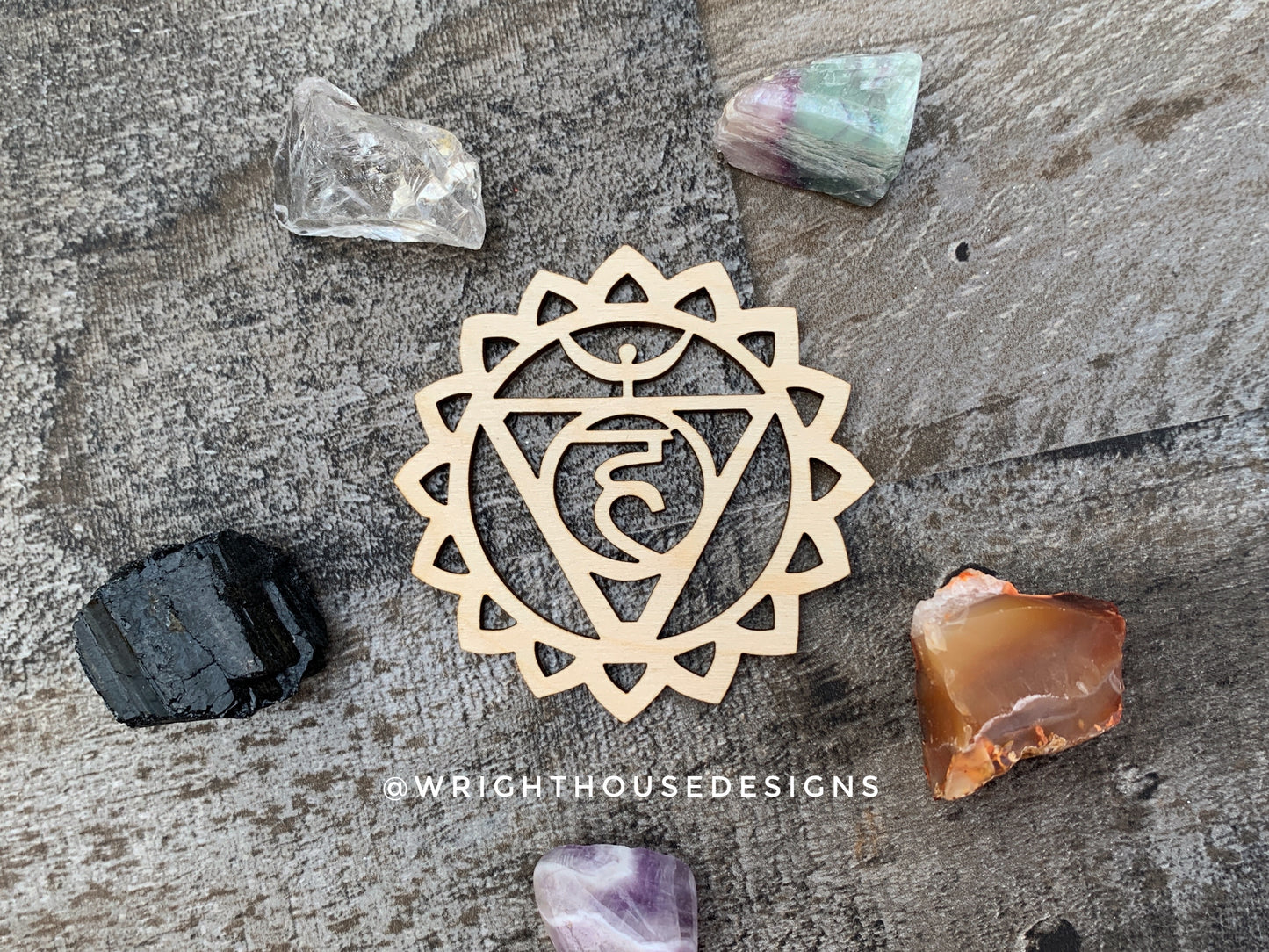 Chakra Symbols - Laser Cut Crystal Grids - Wooden Coasters - Coffee and Tea - Meditation Guide