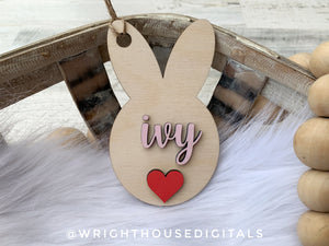 Minimalist Easter Bunny Basket Tag - Personalized Gift Bag Tag - Custom Wooden Name Tags - Baby Announcements