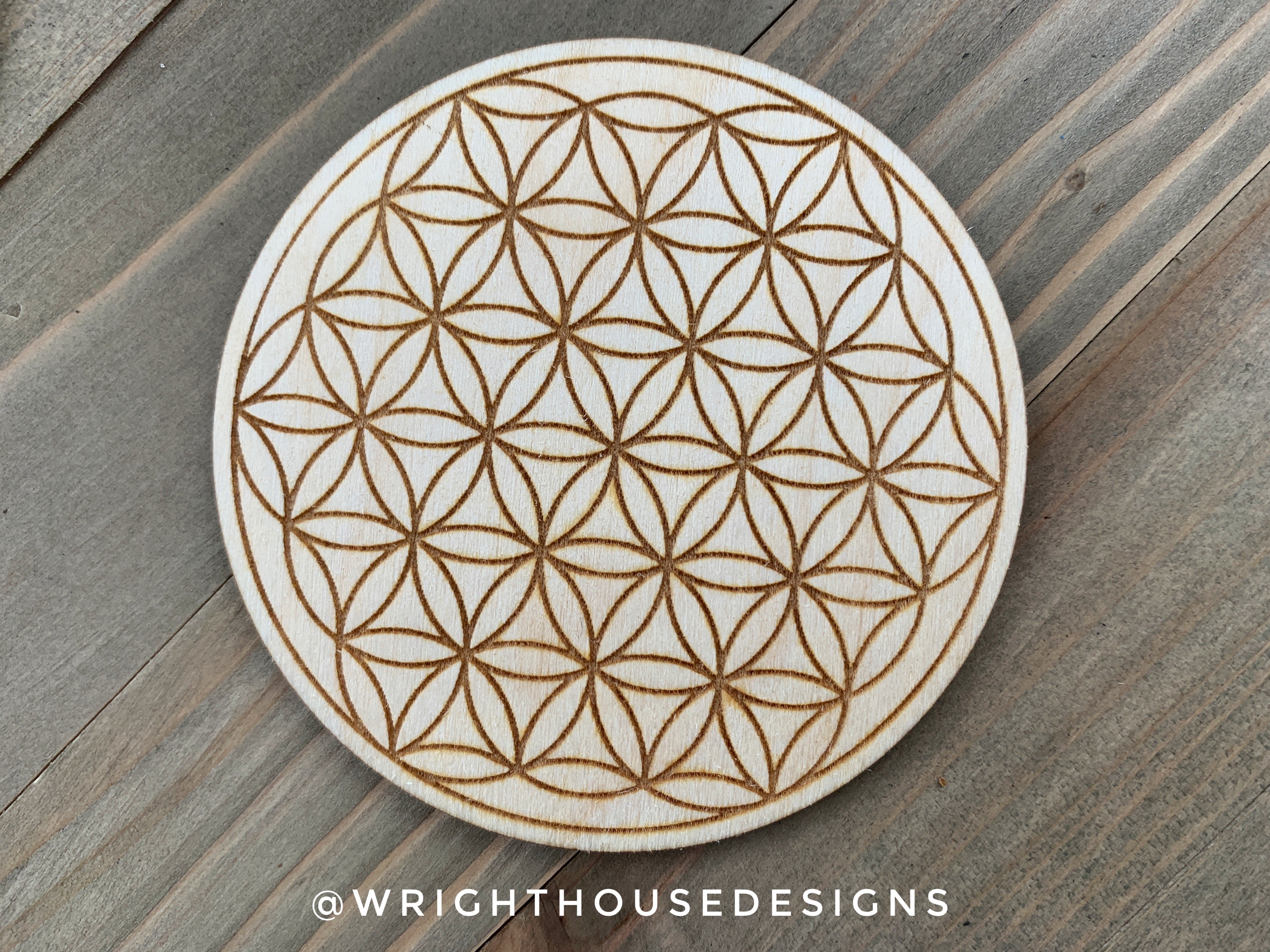 Flower Of Life - Single Wooden Coaster