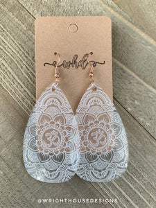 Ohm Floral Mandala - Acrylic Pendant Earrings