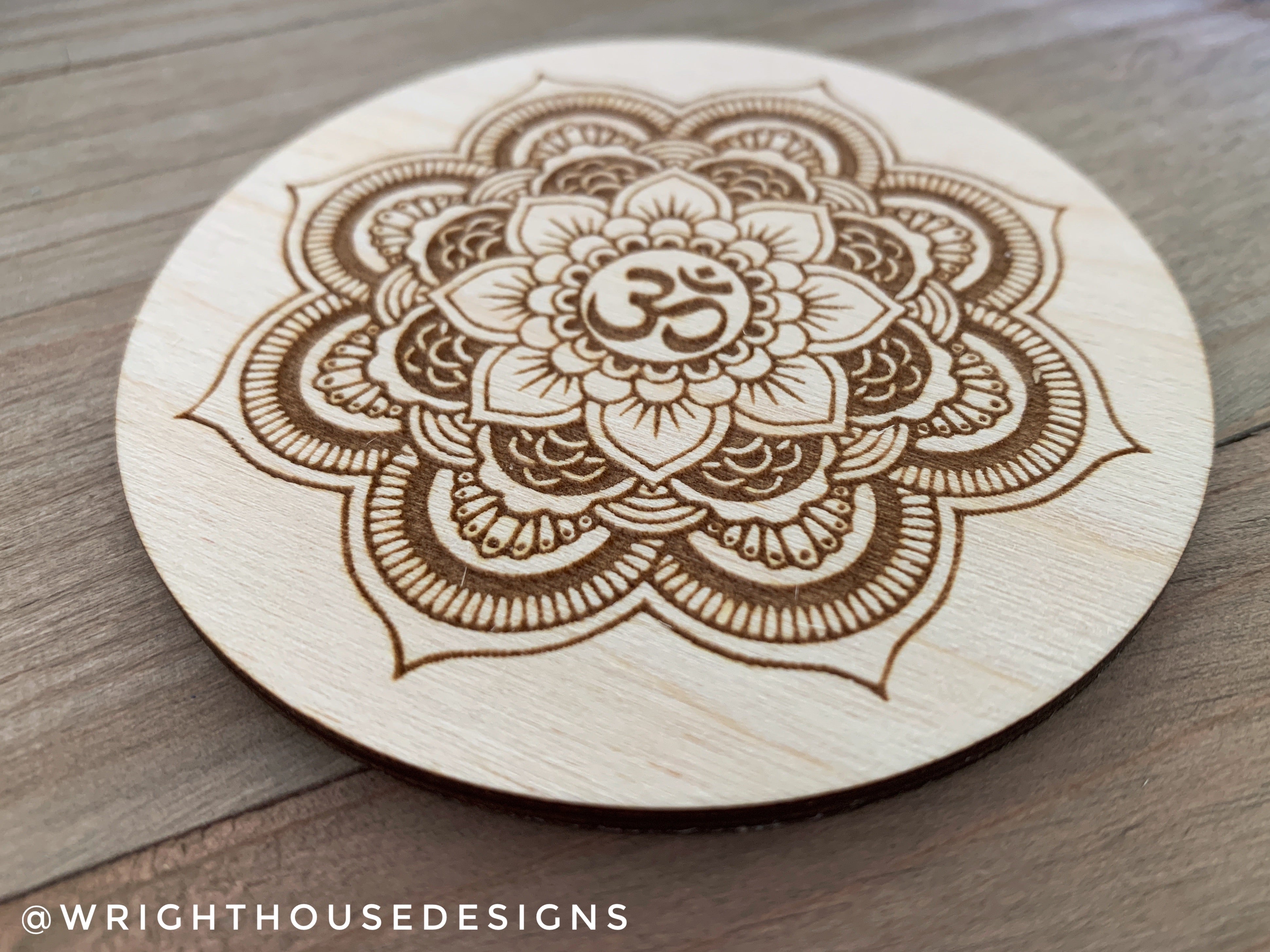 Mandala Ohm - Wooden Coasters and Grids