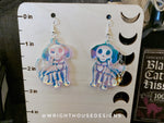 Load image into Gallery viewer, Skeleton Puppy Dogs - Halloween Earrings -Rainbow Iridescent Acrylic Handmade Jewelry
