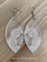 Load image into Gallery viewer, Symmetrical Floral Mandala - Acrylic Oblong Earrings
