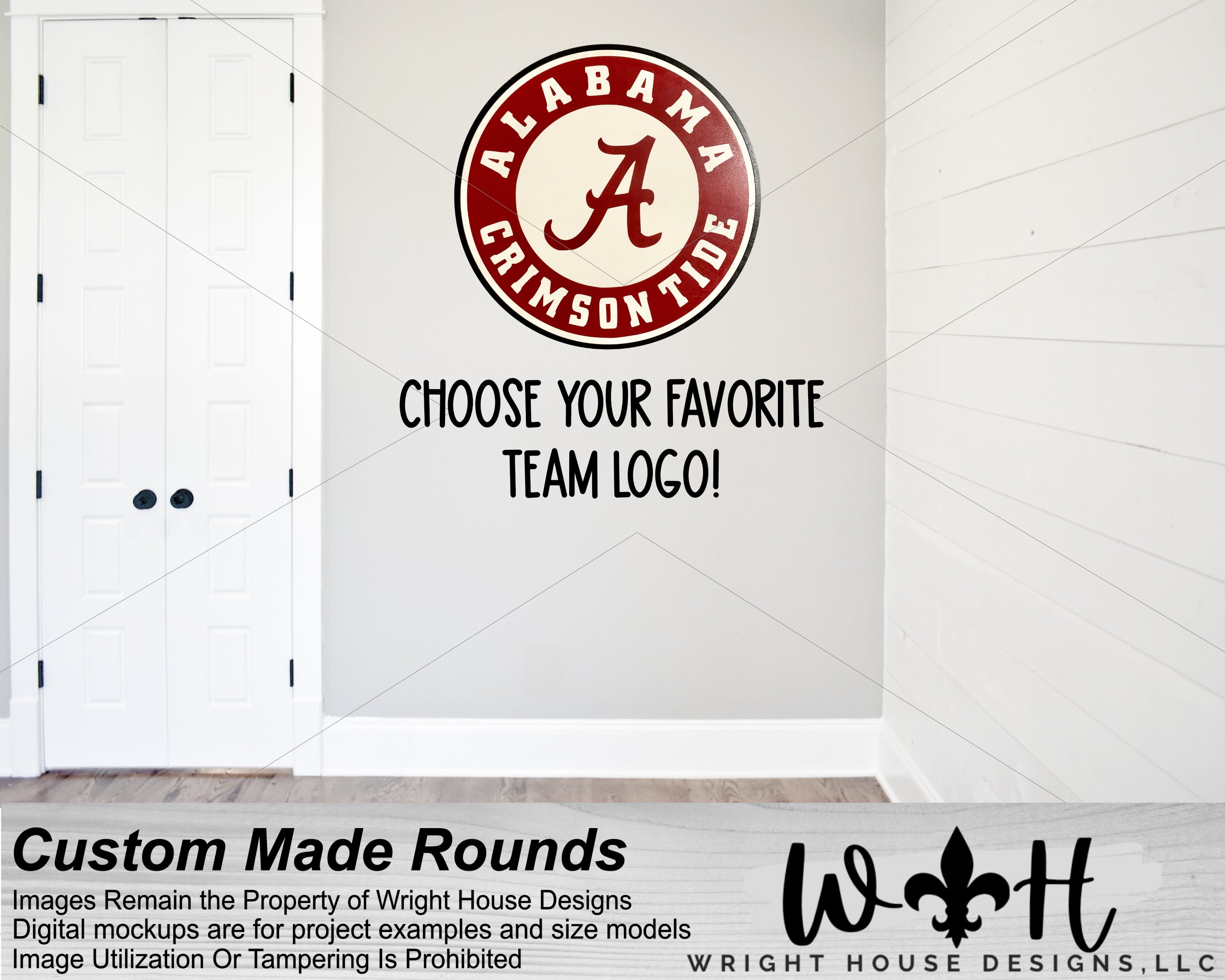 Sports Logo - Football Team Logo - Wooden Personalized Round Signs - Home and Living Wall Decor