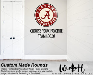 Sports Logo - Football Team Logo - Wooden Personalized Round Signs - Home and Living Wall Decor