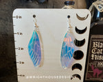 Load image into Gallery viewer, Dragonfly Wings - Witchy Earrings - Engraved Iridescent  Acrylic Handmade Jewelry
