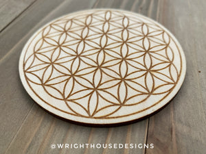 Flower Of Life - Single Wooden Coaster