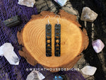 Load image into Gallery viewer, Cut Out Moon Phase - Celestial Earrings - Black Glitter Acrylic Handmade Jewelry
