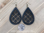 Load image into Gallery viewer, Gold and Black - Geometric Circle Pattern - Painted Wooden Earrings
