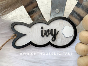 Farmhouse Easter Bunny Basket Tag - Personalized Gift Bag Tag - Custom Wooden Name Tags - Baby Announcements