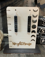 Load image into Gallery viewer, Cut Out Moon Phase - Celestial Earrings - Black Glitter Acrylic Handmade Jewelry
