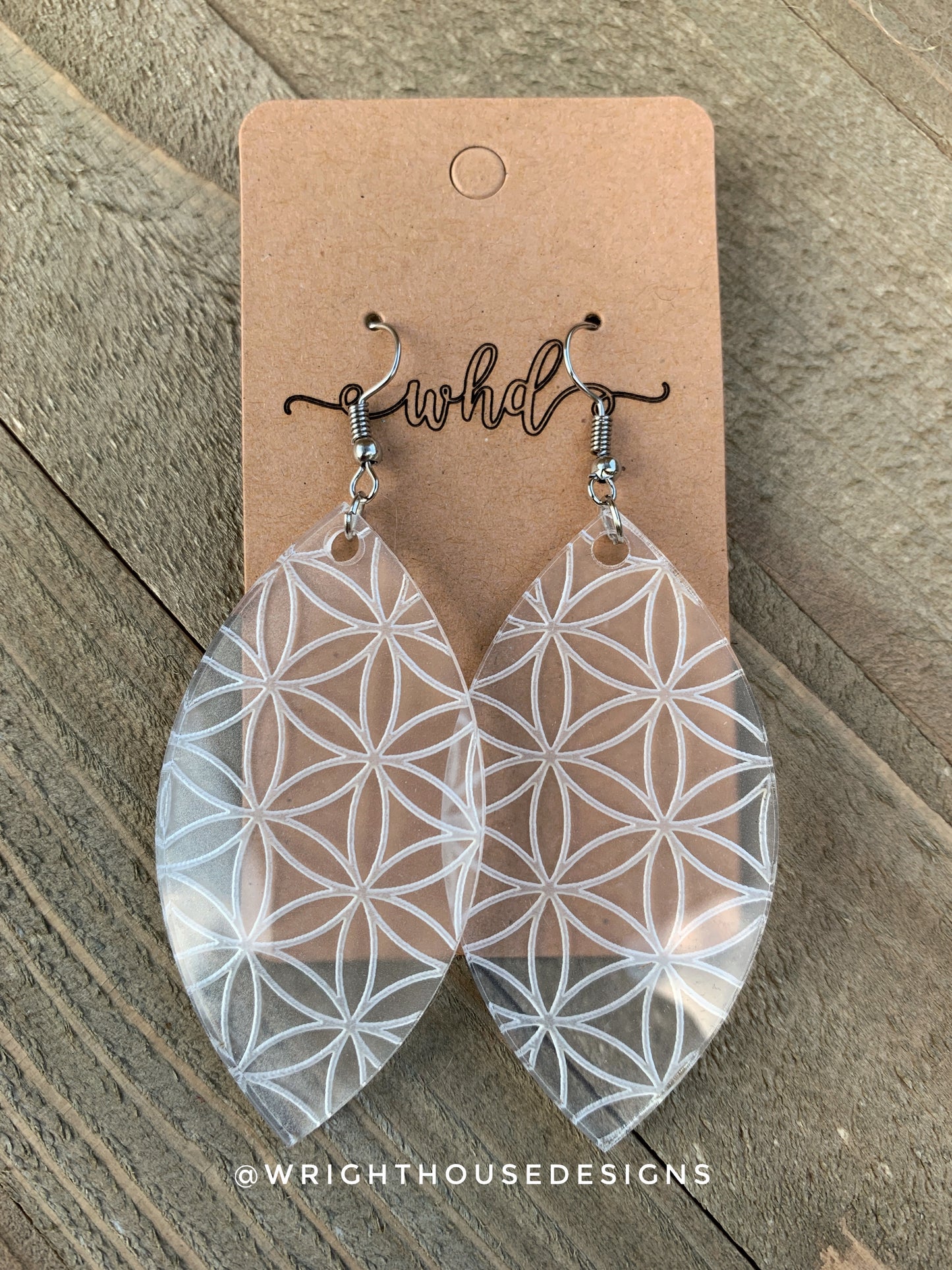 Full Flower of Life - Acrylic Oblong Earrings